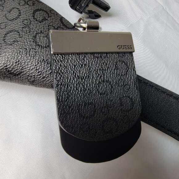 Guess Monogram Fanny Pack Waist Bag Gray 11"x6" Silver Tone Hardware - Picture 5 of 12